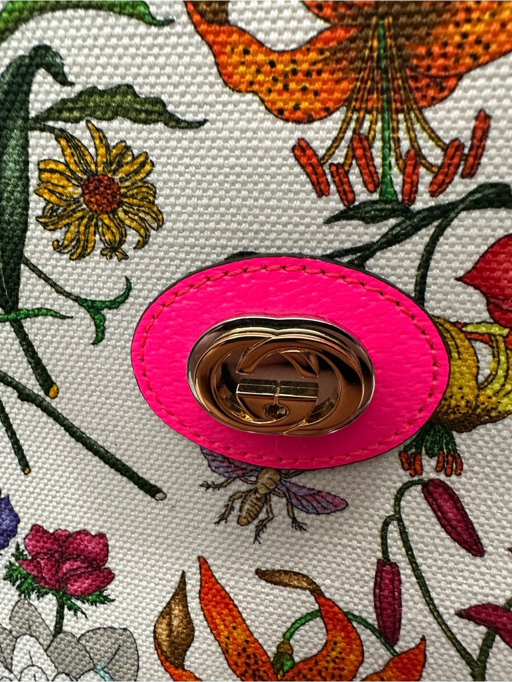 Gucci Flora Tote Pink Floral Canvas Crossbody Bag 550141 - Picture 6 of 17